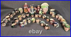 Lot Of 43 Royal Dalton Toby Mugs & Pitchers, Mixed Sizes