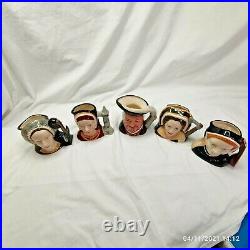 Lot Of 5 Small Royal Doulton King Henry Viii&his Four Wives Character Toby Jugs