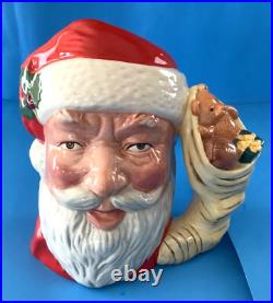 Lot of 2 Large Royal Doulton Christmas Holiday Santa Toby Jugs D6668, D6690 EUC