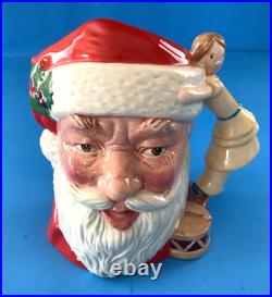 Lot of 2 Large Royal Doulton Christmas Holiday Santa Toby Jugs D6668, D6690 EUC