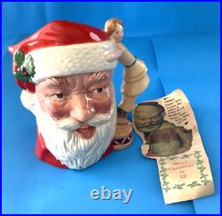 Lot of 2 Large Royal Doulton Christmas Holiday Santa Toby Jugs D6668, D6690 EUC