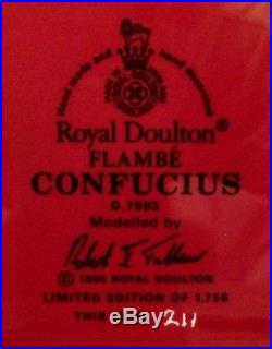 MINT Royal Doulton Limited Edition Large Flambe CONFUCIUS Character Jug