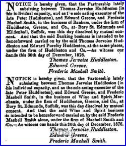 Machell Smith & Co, Wine & Spirit Jug, Suffolk, Mfg. By Doulton & Co, 1876