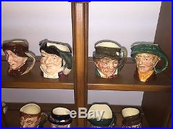 Mini Royal Doulton Toby Jug Lot With Cherry Wood Display Shelf, 25 Characters