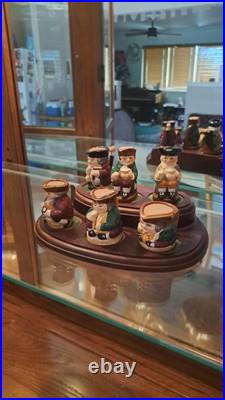 Miniature Royal Doulton Character Jug Set Of 6 Made In England With Stand
