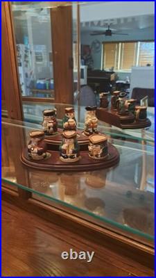 Miniature Royal Doulton Character Jug Set Of 6 Made In England With Stand