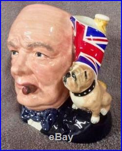 Older Royal Doulton Winston Churchill Bull Dog Handle with Union Jack Jug Lot 38