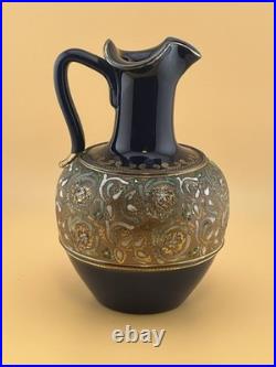 Pair Of 7 Royal Doulton Lambeth Slaters Patent-Tapestry-Handled Ewer Pitcher