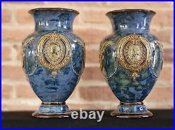 Pair Of Antique Royal Doulton Art Nouveau Influence Vases #7114