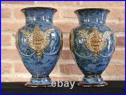 Pair Of Antique Royal Doulton Art Nouveau Influence Vases #7114