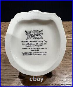 Peggy Davies'winston Churchill' White Glaze Loving Cup 7 Ltd. To 50 Rare