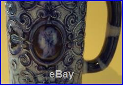 Pinder Bourne & Co early Doulton vintage Victorian antique flow blue jug