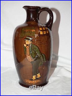Rare Antique Royal Doulton Kingsware Whiskey Flask Jug Mr Pickwick Dickens