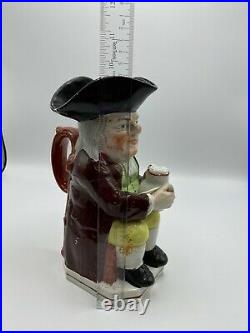 RARE Antique Staffordshire Toby Mug Jug 1790-1800 Seated Colonial Man 10 /r