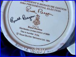 RARE Ronald Regan SIGNED Royal Doulton Presidential Toby Jug Limited Edition Mug