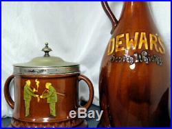RARE Royal Doulton Kingsware CHURCHWARDEN Tobacco Jar & DEWAR JUG LOT OF 2 a/f