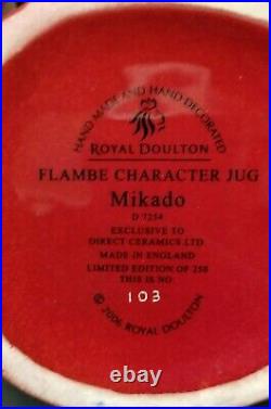 RARE Royal Doulton MIKADO jugs, Flambe and Regular. Large. LTD ed. D 7258, D7254