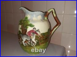 RARE Vintage Royal Doulton Embossed Hunting Scene Jug 7.3 tall x 6.3 x 5.3