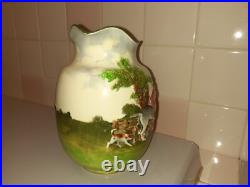 RARE Vintage Royal Doulton Embossed Hunting Scene Jug 7.3 tall x 6.3 x 5.3