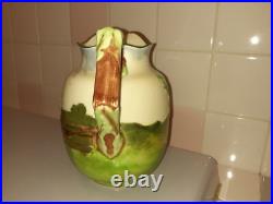 RARE Vintage Royal Doulton Embossed Hunting Scene Jug 7.3 tall x 6.3 x 5.3