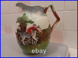 RARE Vintage Royal Doulton Embossed Hunting Scene Jug 7.3 tall x 6.3 x 5.3