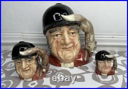 ROYAL DOULTON Character Toby Jug Mug Gone Away D6531 6538 6545 England Lot Of 3