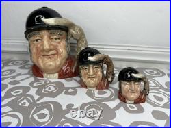 ROYAL DOULTON Character Toby Jug Mug Gone Away D6531 6538 6545 England Lot Of 3