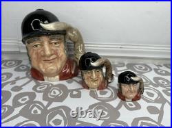 ROYAL DOULTON Character Toby Jug Mug Gone Away D6531 6538 6545 England Lot Of 3