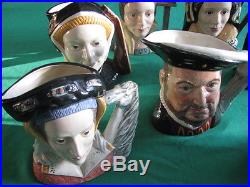 Royal Doulton Large Character Toby Jugs Henry VIII + Six Wives