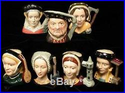 ROYAL DOULTON LARGE TOBY JUGS HENRY VIII & WIVES SET with RARE FIRST ANN OF CLEVES