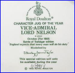 ROYAL DOULTON Mug Jug VICE-ADMIRAL LORD NELSON D 6932