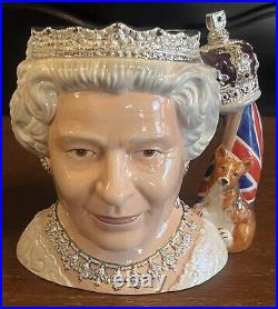 ROYAL DOULTON'QUEEN ELIZABETH II' LARGE CHARACTER JUG D7256 WithCOA RARE