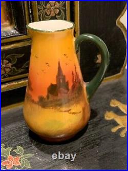 Rare Handpainted Country Church Scene Royal Doulton Miniature Water Jug