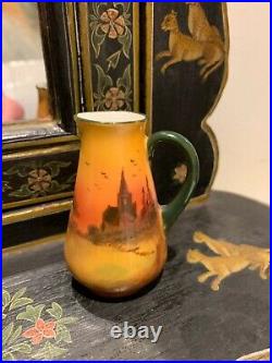 Rare Handpainted Country Church Scene Royal Doulton Miniature Water Jug