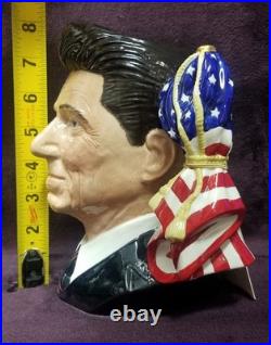 Rare USA 40th President Ronald Reagan Large Jug Royal Doulton D6718 Gold Silver