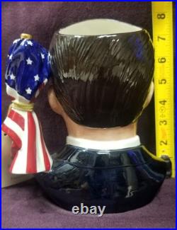 Rare USA 40th President Ronald Reagan Large Jug Royal Doulton D6718 Gold Silver