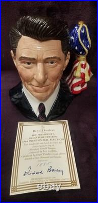 Rare USA 40th President Ronald Reagan Large Jug Royal Doulton D6718 Gold Silver