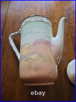 Rare antique Royal Doulton pitcher jug scenic landscape faun demon / devil scene