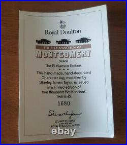 Retired Royal Doulton Jug Field Marshal Montgomery Ltd Ed w COA & Box D6908