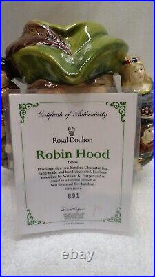 Robin Hood ROYAL DOULTON D6998 Character Jug 891/1500 Double Handle Large COA