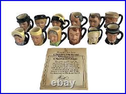 Royal Doulton 12 Miniature Charles Dickens Hand Painted Jugs Display Stand