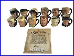 Royal Doulton 12 Miniature Tiny Charles Dickens Hand Painted Jugs Display Stand