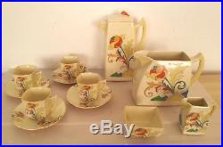 Royal Doulton 1920s Cresta Pattern Coffee Service for 4 and Large Jug
