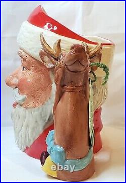 Royal Doulton 1982 Santa Claus Toby Jug Reindeer Handle Mug Large D6675 with Tag