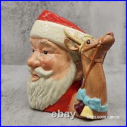 Royal Doulton 6 Christmas Jug Hand-Painted Santa Claus & Reindeer Vintage 1982