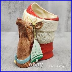 Royal Doulton 6 Christmas Jug Hand-Painted Santa Claus & Reindeer Vintage 1982