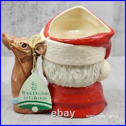 Royal Doulton 6 Christmas Jug Hand-Painted Santa Claus & Reindeer Vintage 1982