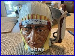 Royal Doulton 6712 2-Sided Jug Sitting Bull And Battle Of Little Big Horn EUC