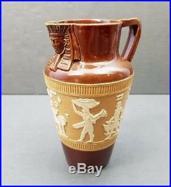 Royal Doulton Antique Pitcher Lambeth Egyptian Motif Jug Signed Annie Neal 1889
