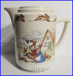 Royal Doulton Bunnykins Jug Family Washday (Casino Shape) 4 Rnd 10 oz Signed